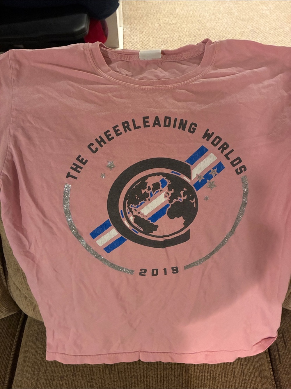 Adult small  Pink Cheerleading Worlds Graphic Tee